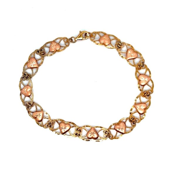 10K Gold Intricate Heart Bracelet